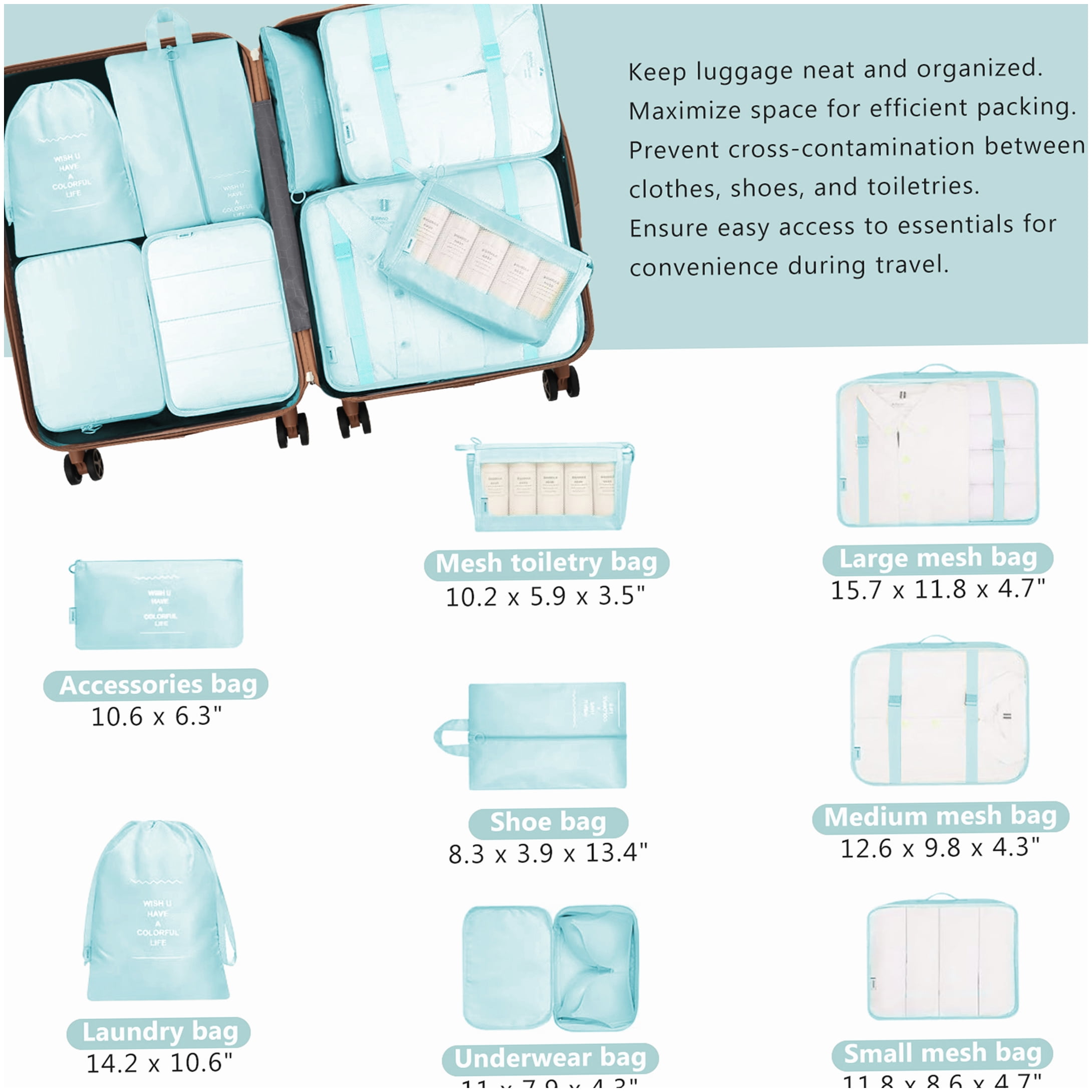 360° Spinner Wheel Luggage Set with TSA Lock, Lightweight ABS Hardshell, Blue Suitcases for Men and Women
