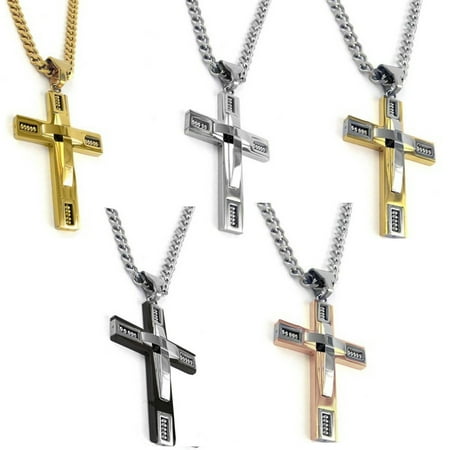 - Keepsake Cross Pendant With A Curb Chain For Men 18kt Gold Plated