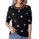 thumbnail image 1 of Blusas de Verano para Mujer, Elegantes, Informales, de Corta, con Cuello Redondo, de Punto, Blusas Holgadas, Camisetas Básicas. Negro XS, 1 of 7