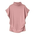 thumbnail image 1 of JUNWELL Plus Size Women Short Sleeve T-Shirt Fashion Solid Color Round Neck Blouse Tops Ruched Base Tops, 1 of 3