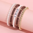 thumbnail image 3 of opvise 5 Pcs Unisex Bracelets Colorful Bohemian Polymer Clay Love Letters Faux Pearls Bracelets for Party, 3 of 8