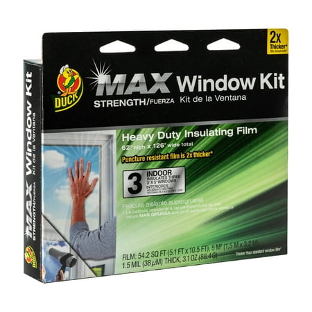 Insulated Vinyl Windows - Duck MAX Heavy Duty Indoor Window Insulation Kit, Film Insulates Three 3’ x 5’ Windows