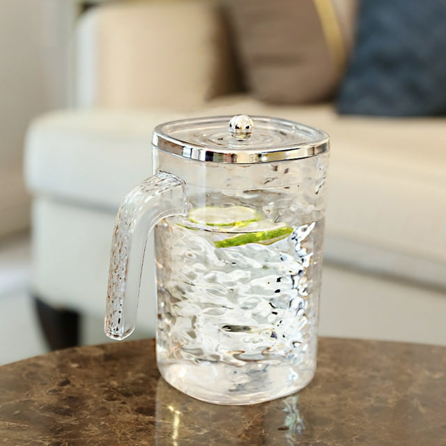 Uklsqma Cold Kettle Drink Pitcher 2L with Lid | Clear Plastic Iced Tea Coffee Lemonade Container | Durable Bpa-Free Polypropylene | Wide Mouth Easy Pour Handle | Kitchen Home Party Bar Wedding