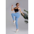 thumbnail image 2 of Women Yoga Sports Ribbed Seamless Leggings High Waisted Workout Gym Yoga Pants Quick-Drying Blue XL, 2 of 7
