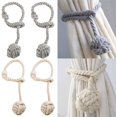 thumbnail image 1 of Alzapaños para Cortinas, 2 Pares de Clips para Tejer a Mano para Tejer Cortinas de Cuerda de algodón, Estilo Natural y Simple, para decoración de habitación o Dormitorio, Blanco y Gris, 1 of 5
