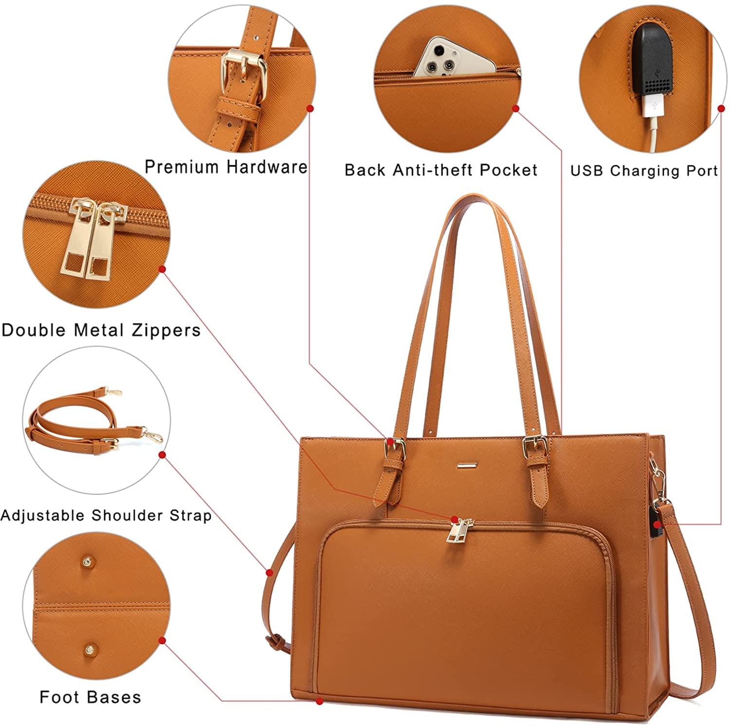 15.6 inch Laptop Tote Bag Leather Classy Computer Briefcase for Work  Waterproof Handbag Professional…See more 15.6 inch Laptop Tote Bag Leather  Classy