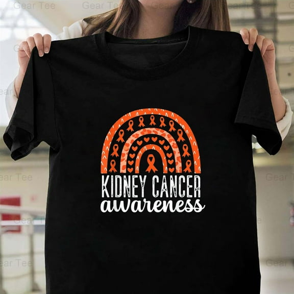 Leopard, Rainbow, Kidney Cancer, Month, Orange Ribbon, Awareness, Support, Gift T-Shirt Unisex, up to 5XL