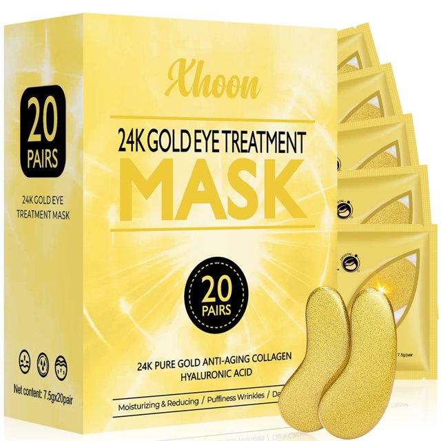 Parches para debajo de los ojos Xhoon oro de 24 quilates 20 pares de colágeno y aminoácidos