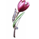 thumbnail image 1 of Broche exquisito para mujer, ramillete de tulipán, broche de aleación pintado con incrustaciones de diamantes, 5,5x1,6 cm, rosa y verde, 1 of 5