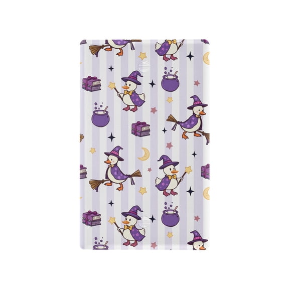 Yayeee Blank Wall Plate Cover 1-Gang 4.5"x2.7" Home Unused Decorative Outlet, Purple Halloween Gooses