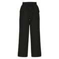 thumbnail image 5 of Olyvenn Cotton Linen Wide Leg Pants Women Casual Palazzo High Waist Flowy Trousers Lounge Summer Drawstring Pant with Pockets Black L, 5 of 7