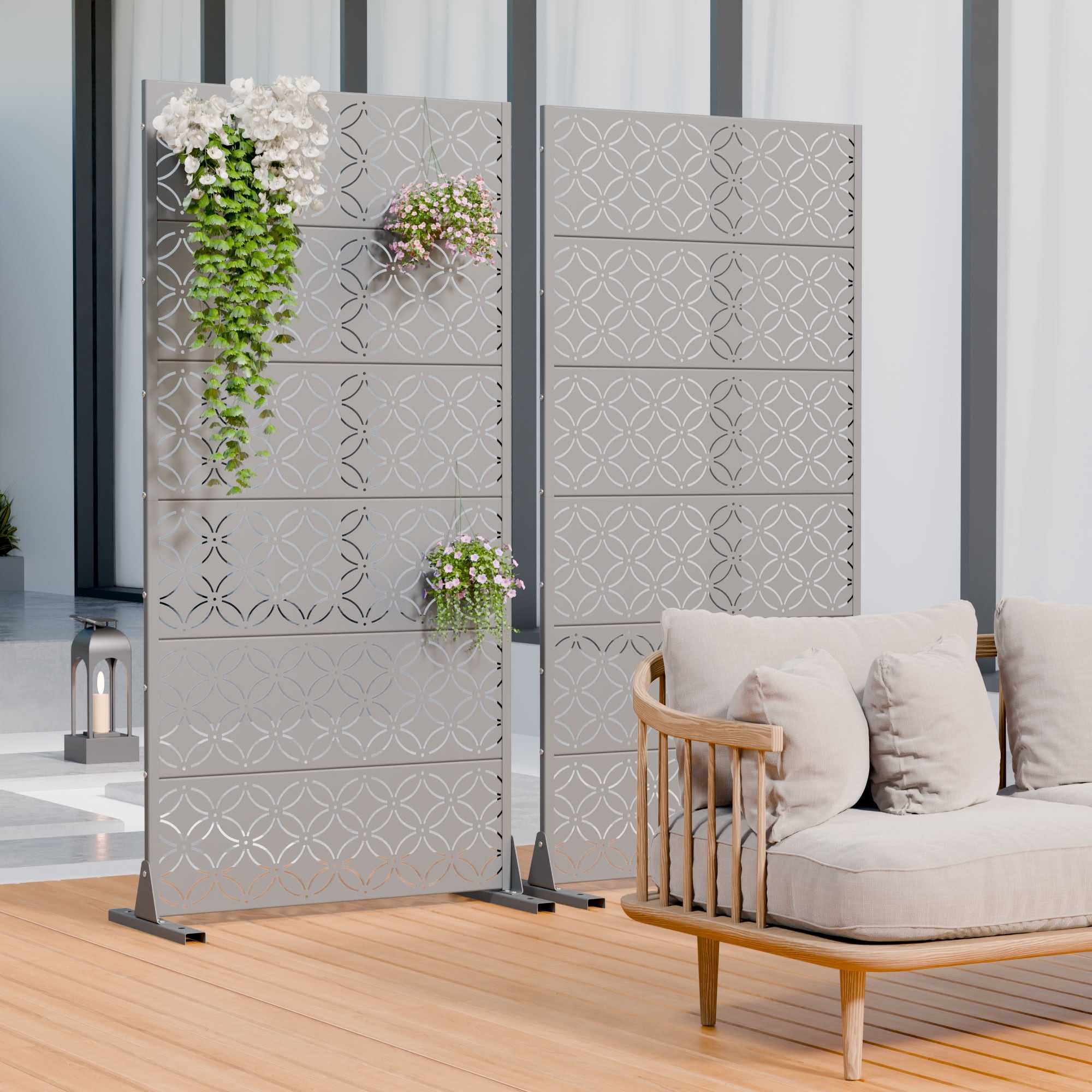 MAYEERTY 72*35in Outdoor Privacy Screen, Outdoor Screen Divider Metal Panel, Privacy Fence for Patio, Balcony, Backyard, Garden