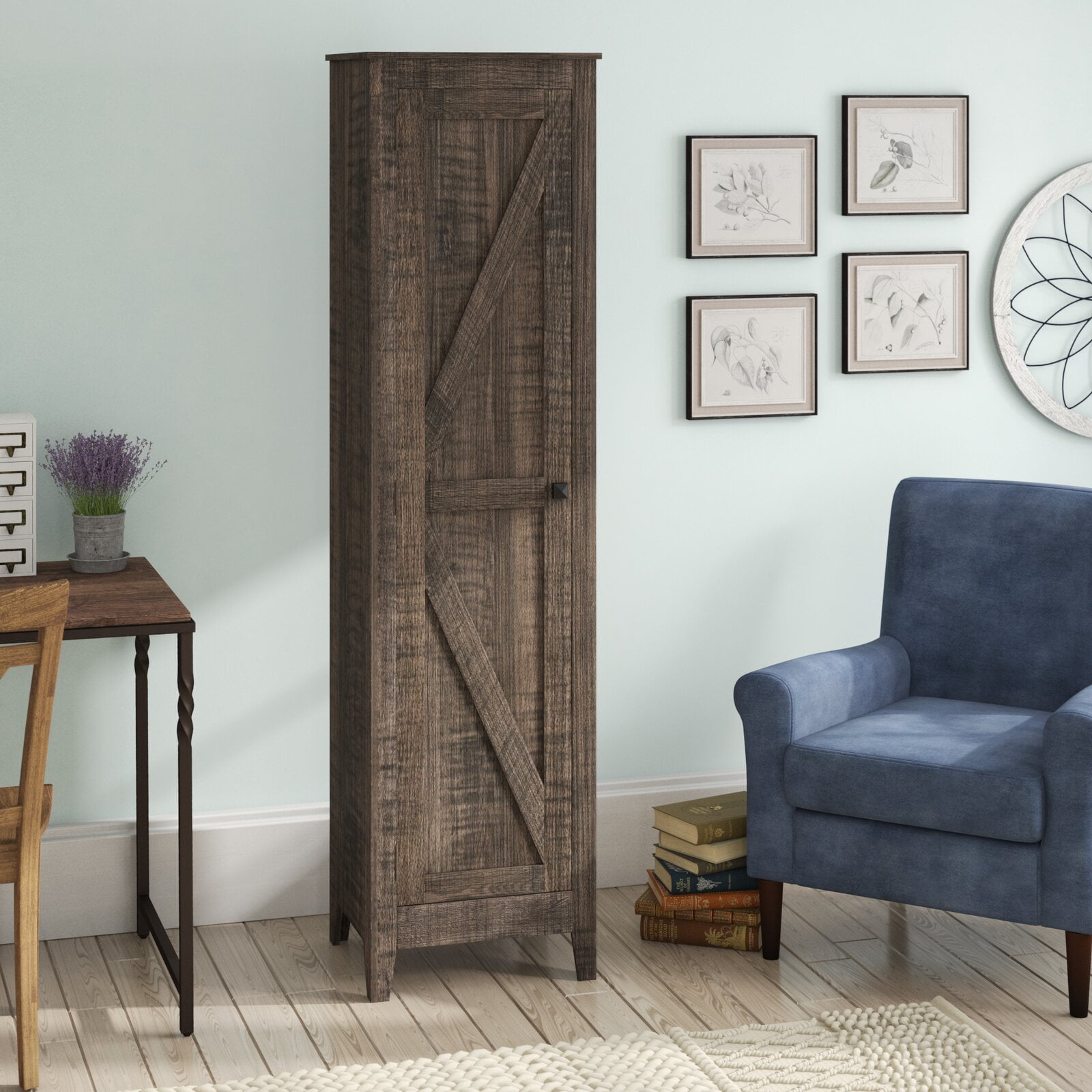 Cerna Farmhouse Storage Armoire Powder Coated Finish No Total