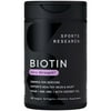 Sports Research® Vegan Biotin 5000mcg with Organic Coconut Oil - Extra Strength Hair Vitamin B7 (120 Veggie Softgels)