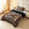 thumbnail image 2 of Homewish Vintage Stars Twin Comforter Sets,Rustic Farmhouse Cabin Bedding Set,Brown,Black Reversible,2-Piece,1 Comforter and 1 Pillowcase, 2 of 7