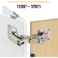 thumbnail image 6 of 4Pcs 175 Degree Cabinet Hinges, Silent Soft Close Cabinet Doors Hinges, Hydraulic Frameless Hidden Hinges, Adjustable Mounting Hinges with Screws for Cabinet, Cupboards, Wardrobe, 6 of 7