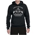 thumbnail image 2 of Wild Bobby, Life Is Better At The Lake, Unisex Graphic Hoodie Sweatshirt, Black, Small, 2 of 4