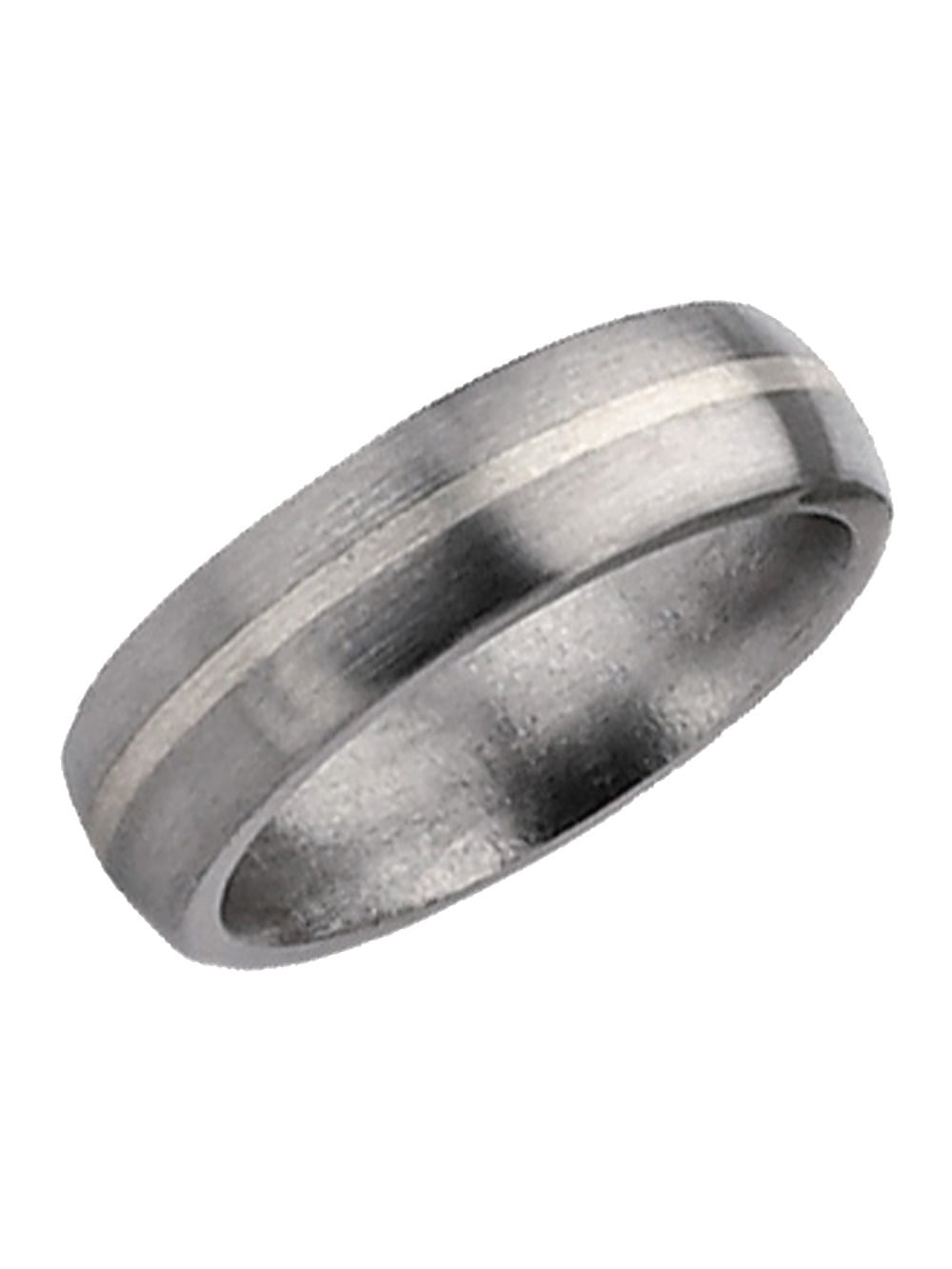 Jewel Tie Stainless Steel Sterling Silver Inlay 6mm Polished Wedding Band