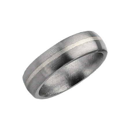 Mens Chisel Titanium Sterling Silver Inlay 6mm Brushed Wedding Band
