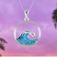 thumbnail image 5 of Unique Hawaiian Blue Opal Ocean Wave Necklace, Sterling Silver Blue Opal Wave Pendant, N8381 Birthday Mom Valentine Gift, Island Jewelry, 5 of 6
