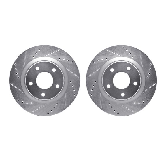 Dynamic Friction Company Front Brake Rotors-Drilled and Slotted-Silver 7002-67052