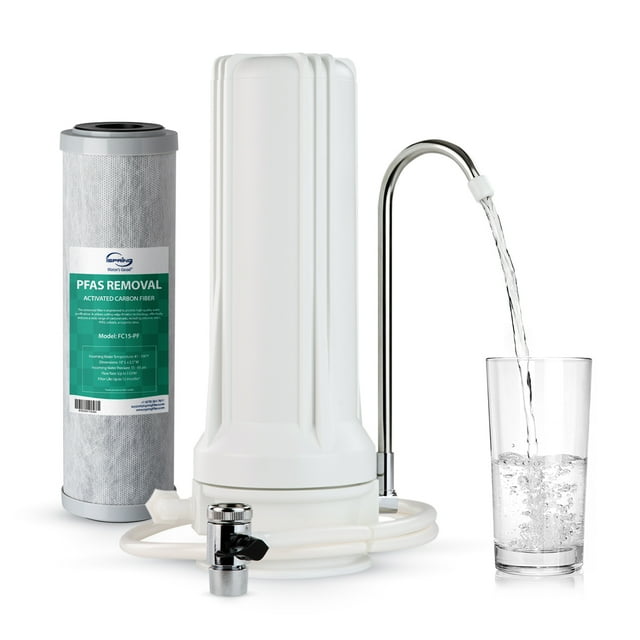 iSpring CKC1-PF Filtre à Eau de Comptoir 2,5 Pouces x 10 Pouces, Filtre Testé Sgs, Réduit PFAS, Chlore, Odeurs - Installation Facile, s'Adapte à la Plupart des Robinets, jusqu'à 12 Mois, Blanc (1 Filtre Inclus)