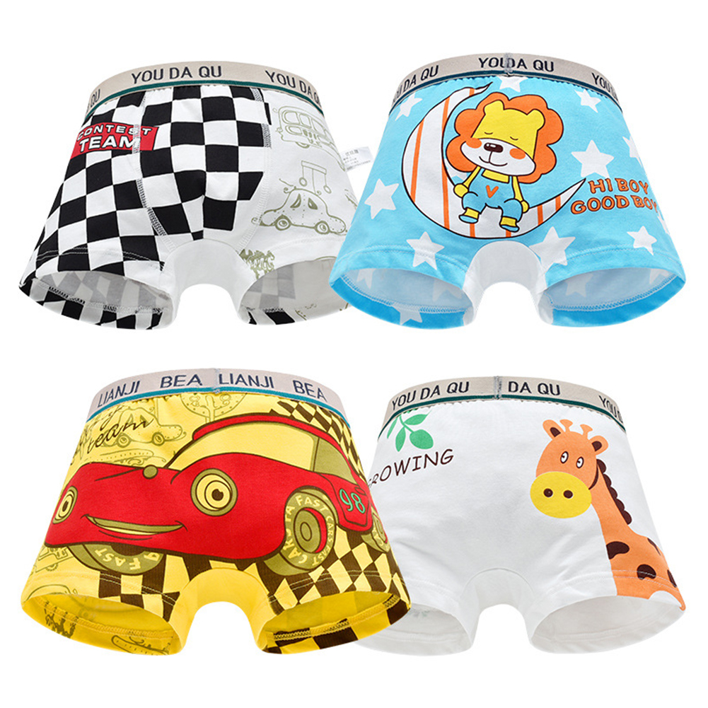 4 pcs / Pack Boys Boxers Between 2 to 10 Old Cotton Cartoon Boxers for ...