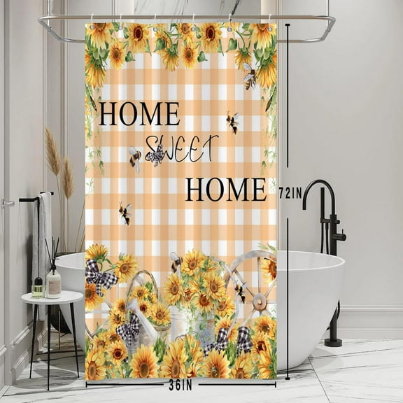 Christmas Decor Shower Curtain for Bathroom 84x72inches Christmas Trees Shower Curtain Set with Hooks Light Blue Black Cartoon X-mas Trees Cottage Waterproof Fabric Shower Curtain