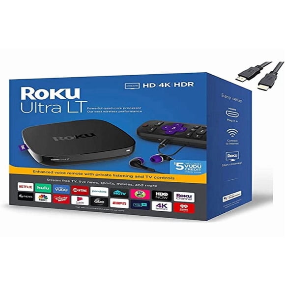 Reproductor multimedia en streaming Roku Ultra LT 4K/HD/HDR con cable