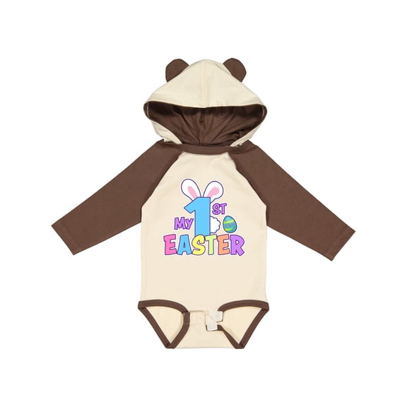 Inktastic My 1st Easter One with Bunny Ears and Tail Boys or Girls Long Sleeve Baby Bodysuit