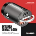 thumbnail image 5 of Car and Driver Nanobit USB-C Car Charger – 45W Fast Charging Adapter, USB-C Power Delivery & USB-A Quick Charge 3.0, 12V Cigarette Lighter Charger, 5 of 7
