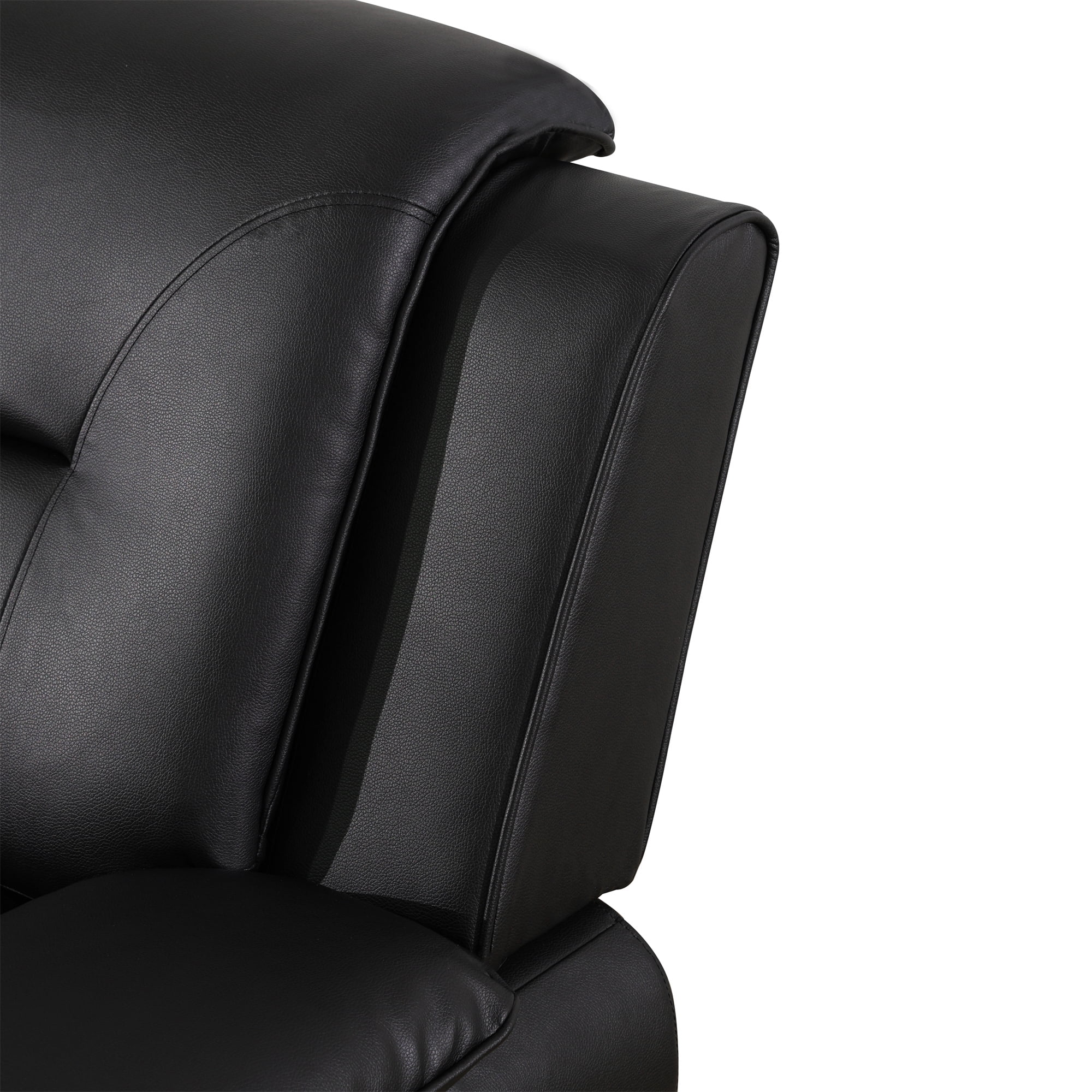 Aukfa 3 Piece Sofa Set - 46" Wide Upholstered Sofa Couch Armchair, Leather, Black