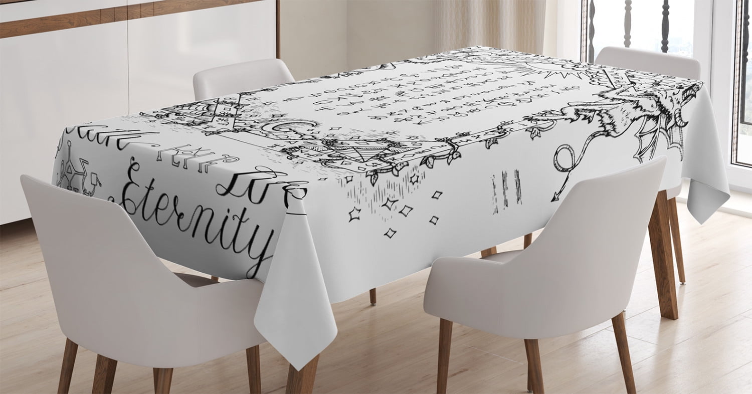 Occult Decor Tablecloth, Gothic Medieval Magic and Spell Symbols