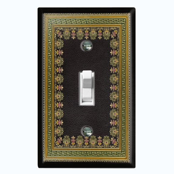 Metal Light Switch Plate Cover Elegant Victorian Black Green Frame FRA056