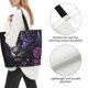 thumbnail image 3 of Balery Purple-Eyed Floral Leopard Bolsa Tote Estilo Estético con Cremalleras, Bolsa de Hombro, Bolsa de Compras Grande y Plegable, 3 of 8