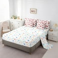 thumbnail image 5 of Homewish Watercolor Cherry Bedding Comforter Set 7 Pieces for Girls, Kawaii Bowtie Full Bedding Set, Tropical Fruit Leaves Fitted Sheet Flat Sheet, Red White Home Decor, 5 of 8