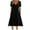 Black, variant on Summer Fashion Plus Size Sun Dresses for Womens 2025 Casual Solid Color Short Sleeved V-neck Tie Waist Pocket Dress