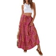 thumbnail image 6 of Women's Boho Maxi Skirts Elastic Waist Drawstring  Tiered Skirt Summer A Line Flowy Beach Vacation Long Skirts, 6 of 6