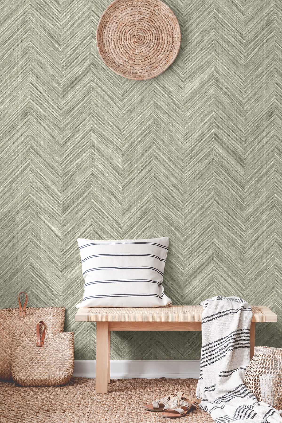 NextWall Neutral Chevron Stripe Peel and Stick Wallpaper