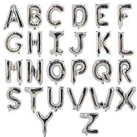 Silver 16 inch Letter Balloons Alphabet Balloons Foil Mylar Party Wedding Engagement Bachelorette Birthday Bridal Shower Graduation Anniversary Celebration Decoration of 2019 BALLOON (L)