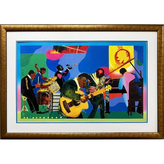 Romare Bearden "Jammin' at the Savoy" CUSTOM FRAMED Art Generic