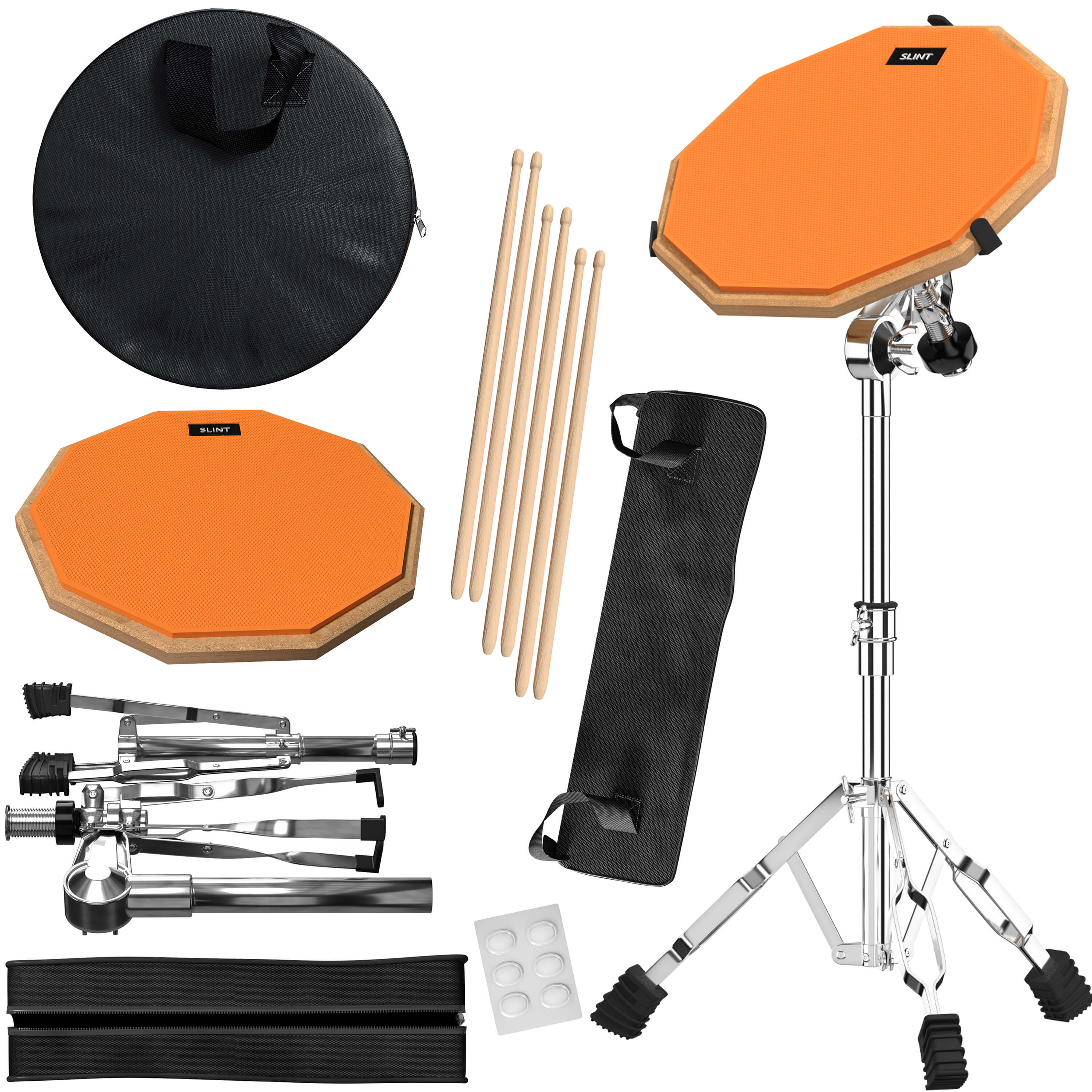 12 Inch Silent Drum Double Sided Practice Pad with 5A Drumsticks for