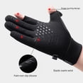 thumbnail image 2 of Guantes de ciclismo para hombre Q247 para deportes al aire libre, antideslizantes, con forro polar, gruesos, con fugas, con pantalla táctil de dos dedos, cálidos guantes de ciclismo de invierno, 2 of 4
