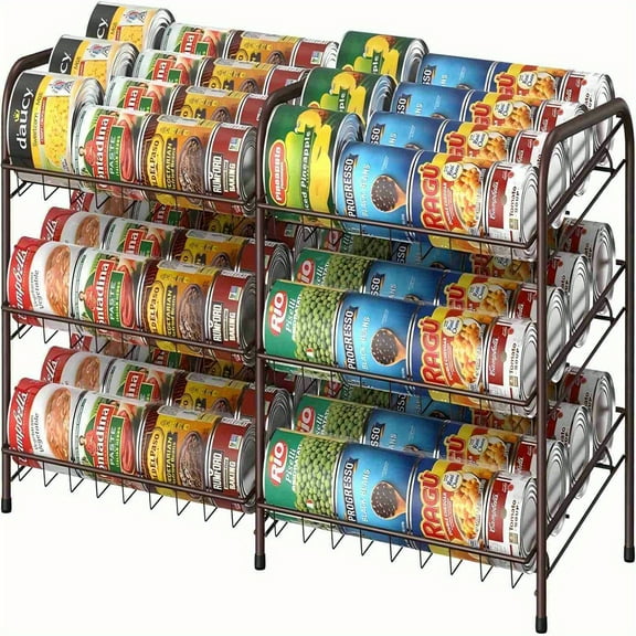 Can Storage Rack, Organizer of Pantry, Suitable for Kitchen, Pantry, 3-Level Storage Rack Can Hold Up to 72 Cans