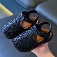 thumbnail image 2 of Toddler Girl Gladiator Strappy Sandals Kids Summer Open Toe Adjustable Ankle Strap Outfoor Lightweight Soft Sole Flat Shoes Black 6.5 Toddler, 2 of 5