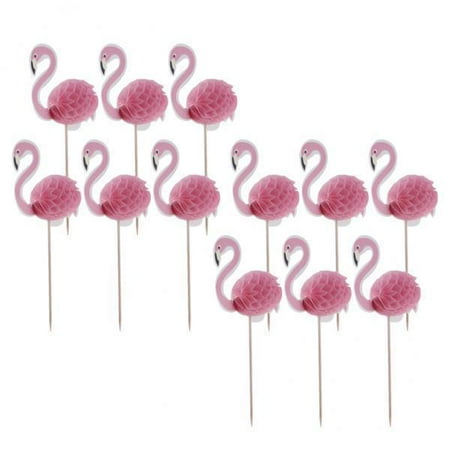 10xFlamigo Cake Decoration for Luau Birthday 10 Pcs