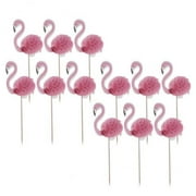 10xFlamigo Cake Decoration for Luau Birthday 10 Pcs