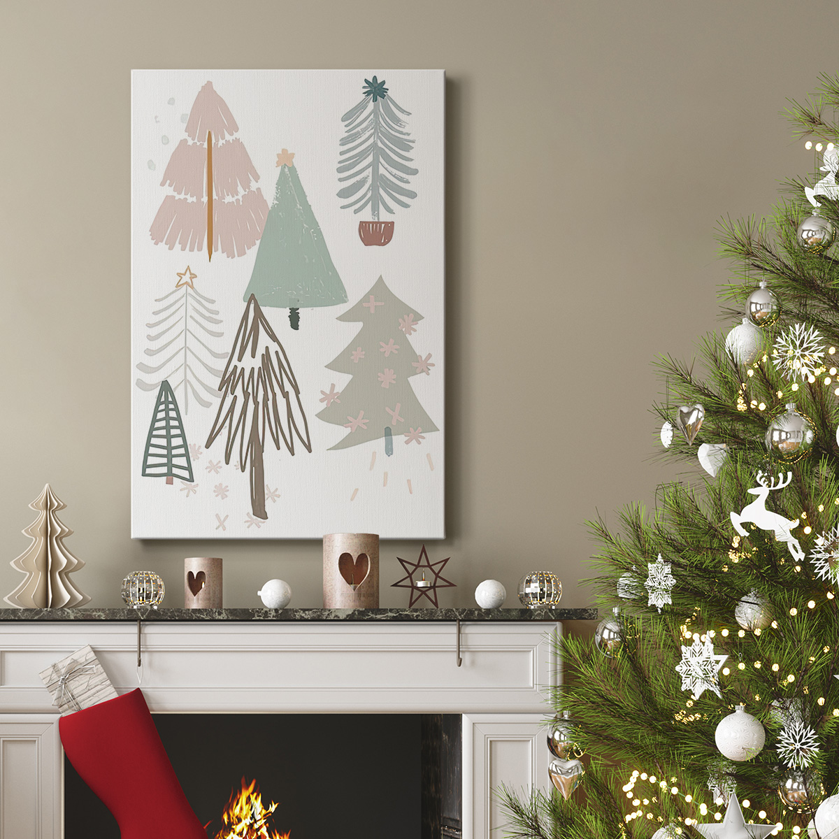 Christmas Tree Sketchbook Collection B- Gallery Wrapped Canvas