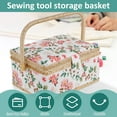 thumbnail image 4 of Ikoopy Sewing Basket with Removable Tray Practical Sewing Basket Organizer with Interior Pocket Portable Sewing Storage Box Stylish Sewing Kit Basket 9.45×6.89×5.12inch Needles Thread Tape Measure, 4 of 15
