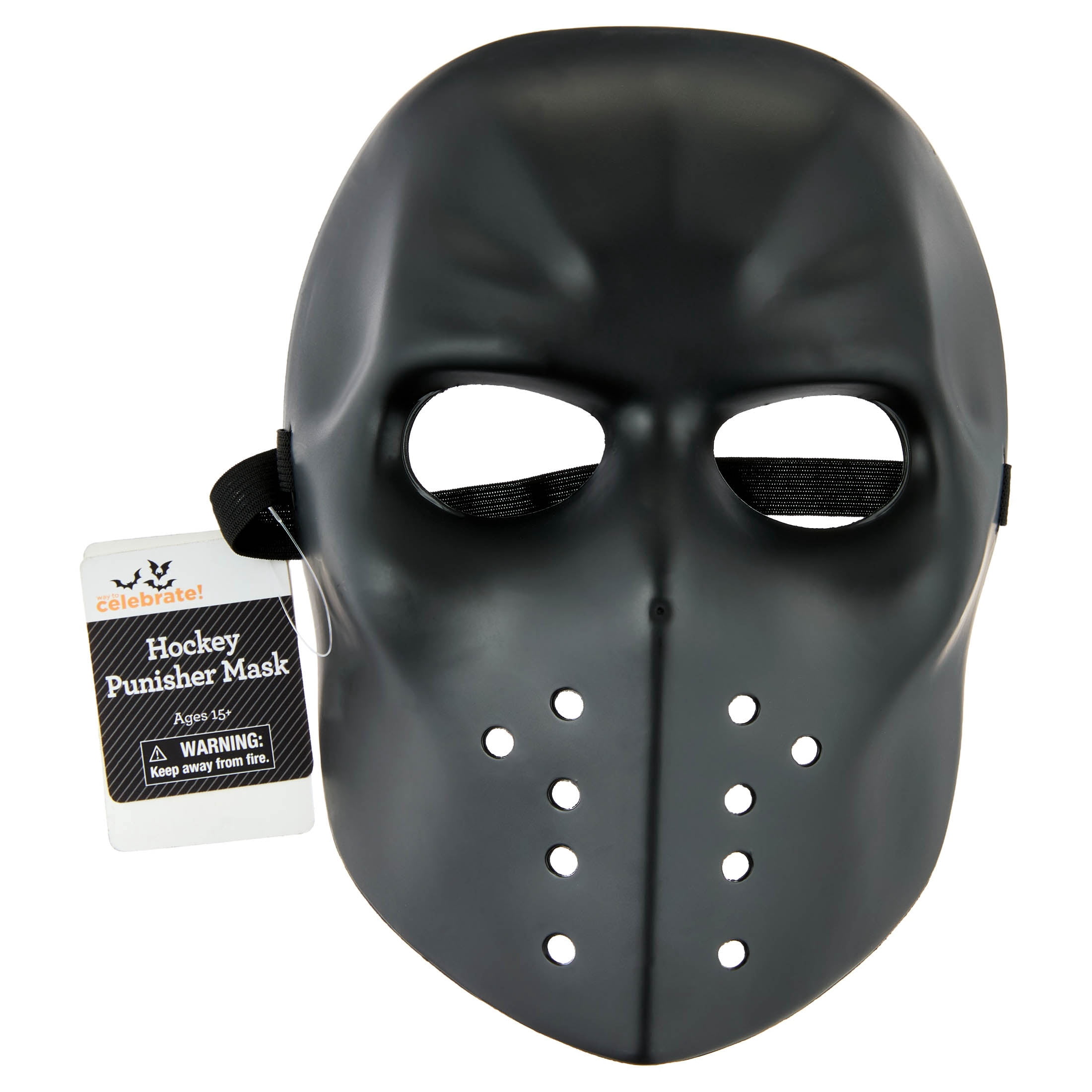 Hockey Punisher Mask Costume Accessory for Adults, Black, Halloween by Way To Celebrate